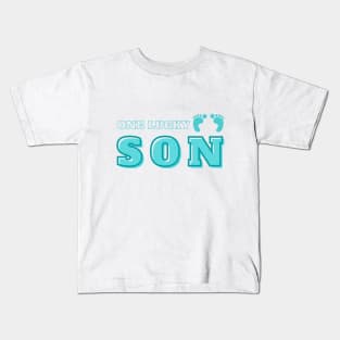 One lucky son T shirt sticker mugs cases pin pillow notebook totes magnets Kids T-Shirt